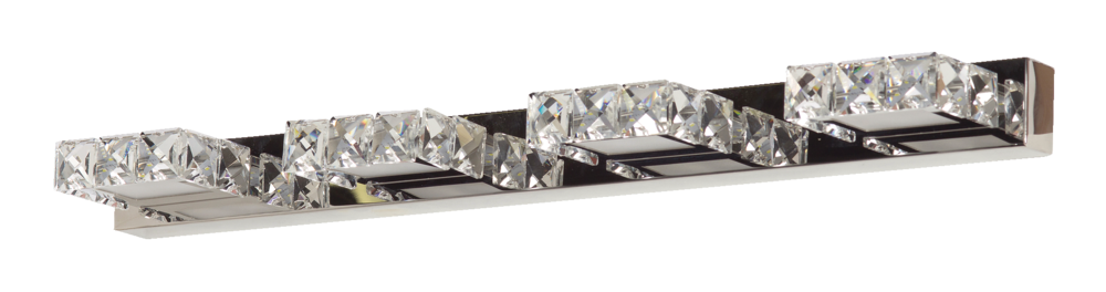 Isabella 4-Light Crystal Design LED Vanity Light Fixture, Chrome E0M9 - product image 1