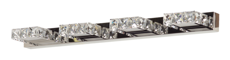 Isabella 4-Light Crystal Design LED Vanity Light Fixture, Chrome E0M9