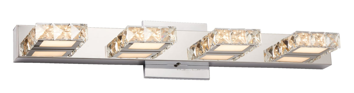 Isabella 4-Light Crystal Design LED Vanity Light Fixture, Chrome E0M9 - product image 3