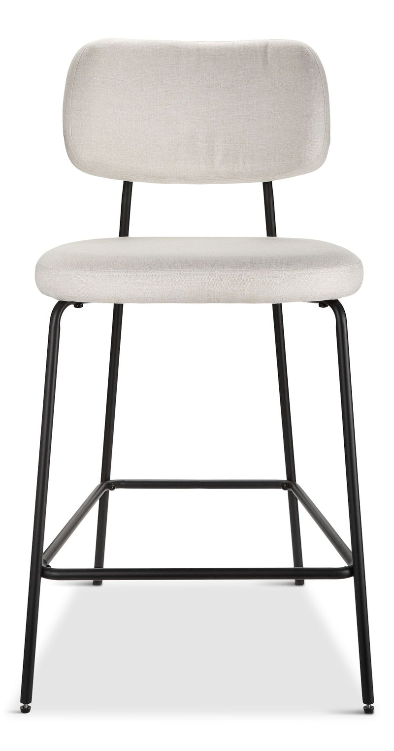 Kase Upholstered Counter Stool with Back Rest, Off-white/Light Grey R0W2
