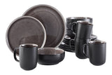 Kenway Stoneware Dinnerware Set, Serves 4, 16-pc, Matte Black & Taupe Reactive Glaze C0A5 - product image 1