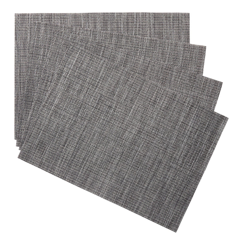 Lurex Rectangle Textilene Woven Placemat, Gunmetal, 13-in x 18-in, 4-pk P6G4