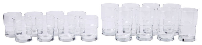 Stacking Glassware Tumbler Set, 12 & 16 oz, 16-pc S6A4