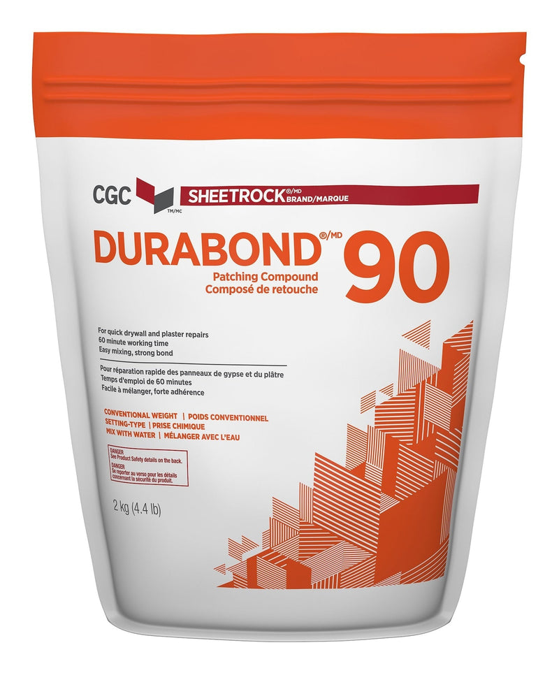 Sheetrock Durabond 90 Minute Drywall & Plaster Repair Compound, Easy-Mix, White, 2-kg M3D7