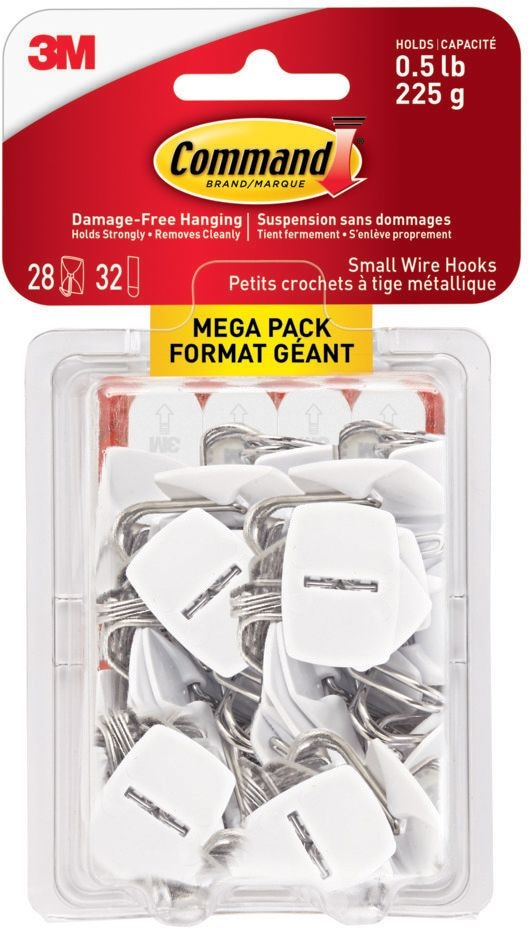 Small Utensils Wire Hooks Mega Pack with Adhesive Strips, White, 0.5-lbs, 28 Hooks/Pack G8F5 - product image 1