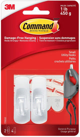 Small Utility Hooks Value Pack with Adhesive Strips, White, 1-lb, 2 Strips per Pack W3M2 - product image 1