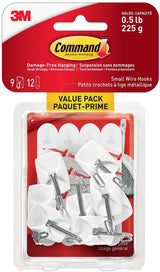 Small Wire Hooks Value Pack with Adhesive Strips, White, 0.5-lbs, 9 Strips per Pack O8Q9 - product image 1