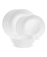Linen Weave Dinnerware Set, Serves 4, 12-pc, White J8U8 - product image 1