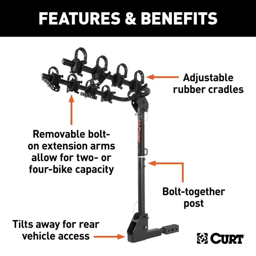 18030 2-Bike To 4-Bike Two Arm Hitch Mount Bike Rack, Fits 1-1/4, 2-in Receiver, Black R1B9 - product image 5