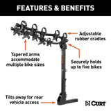 18065 Premium 5-Bike Two Arm Hitch Mount Bike Rack, Fits 2-in Receiver, Black C8Z6 - product image 5