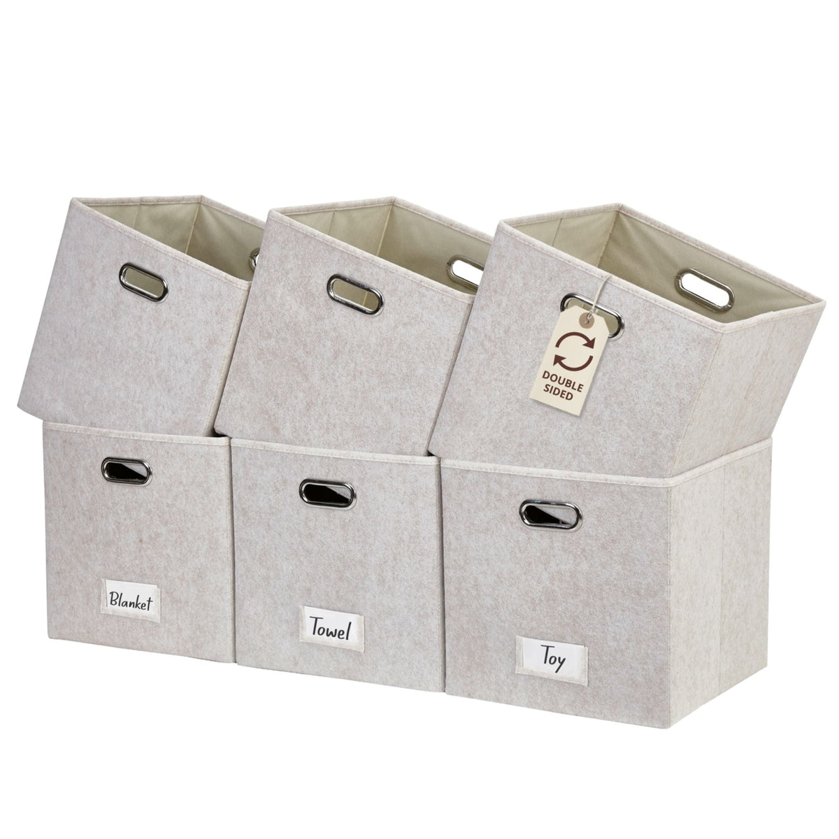 Collapsible Felt Storage Cube, 11-in, 6-pk, Beige Y9Z3 - product image 1