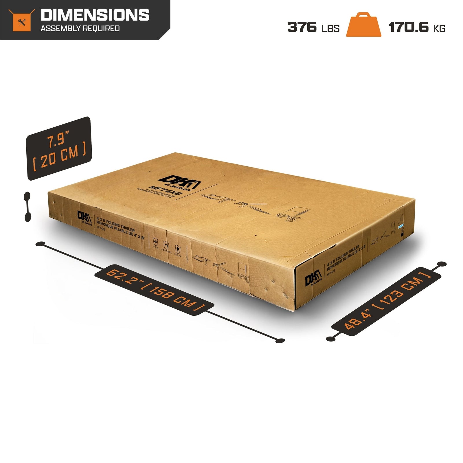 DK2 4x8-ft Single-Axle Folding Utility Trailer with 2-in Ball Coupler L1N7 - product image 6