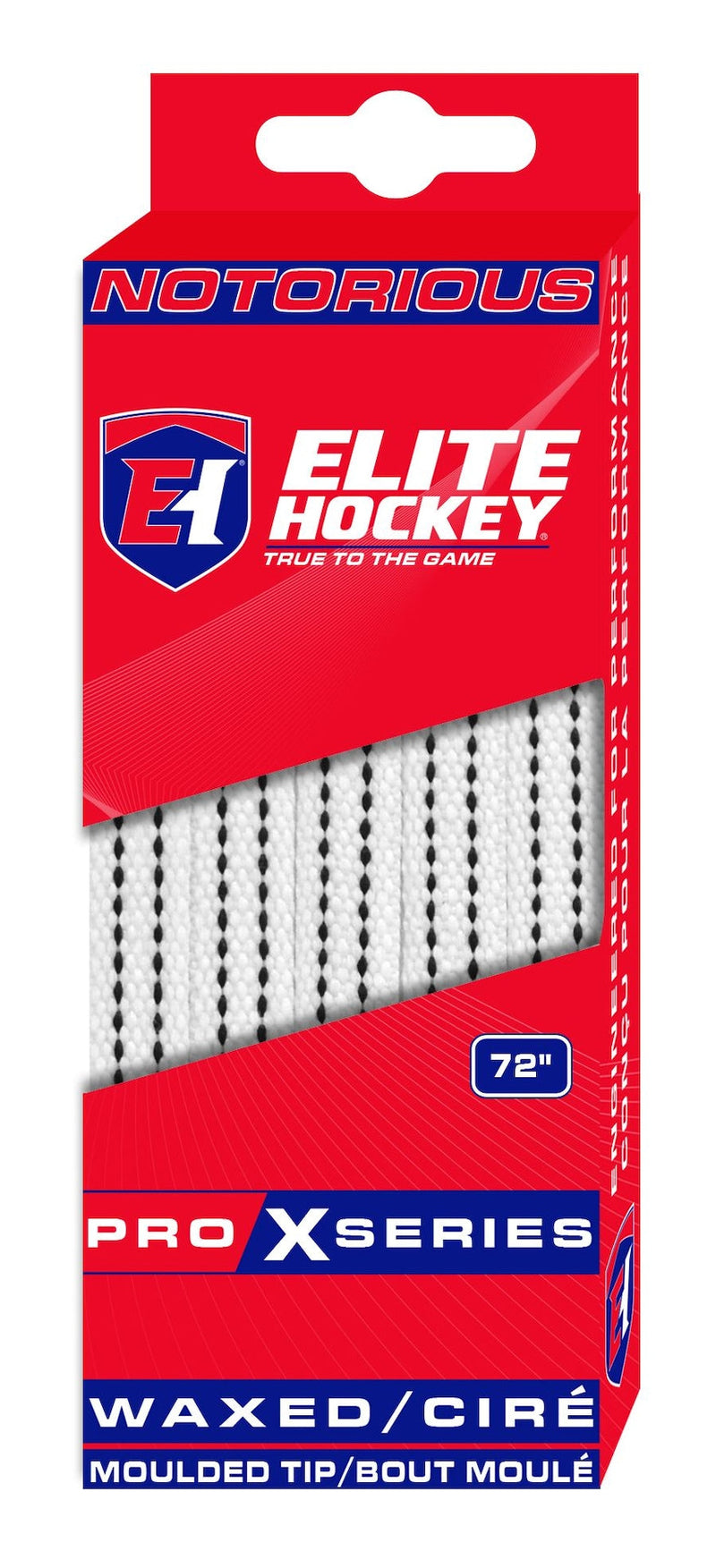 Hockey Notorious Pro X Skate Laces, Waxed, White, Assorted Sizes W6T5