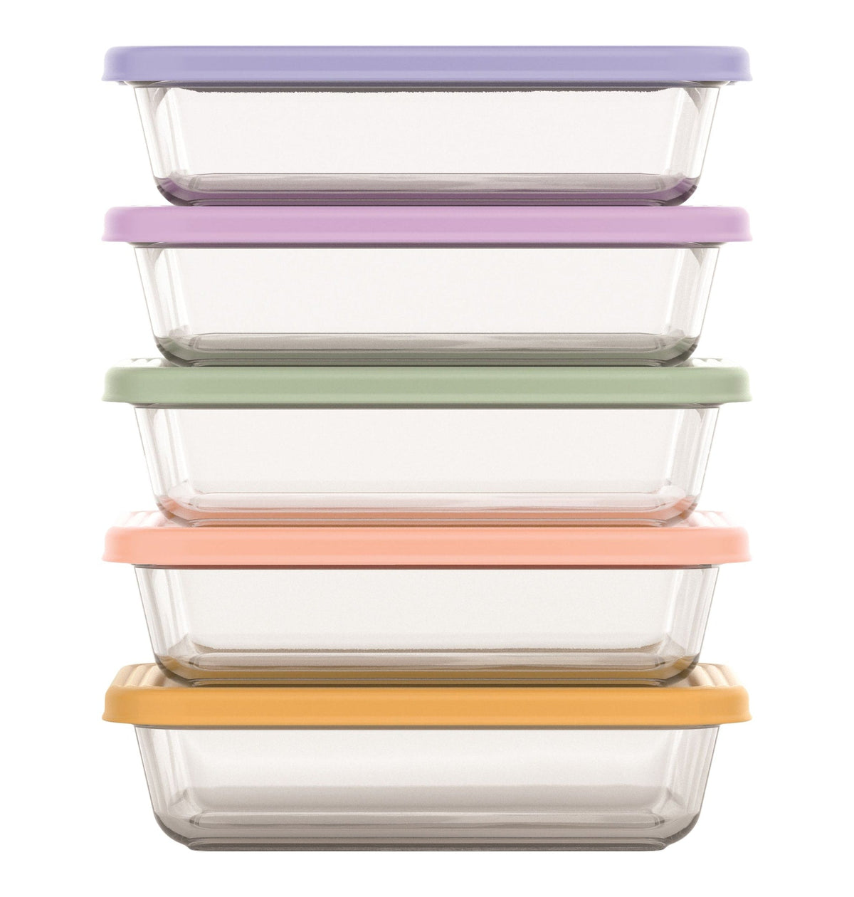Everyday Glass Meal Prep Food Storage Container Set with Press-Fit Lids, Multi-Coloured, 10-pc V5E1 - product image 1