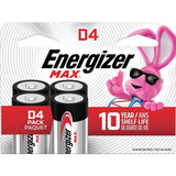 Max 4-pk D Alkaline Batteries, Long Lasting, All Purpose O3Z4 - product image 1