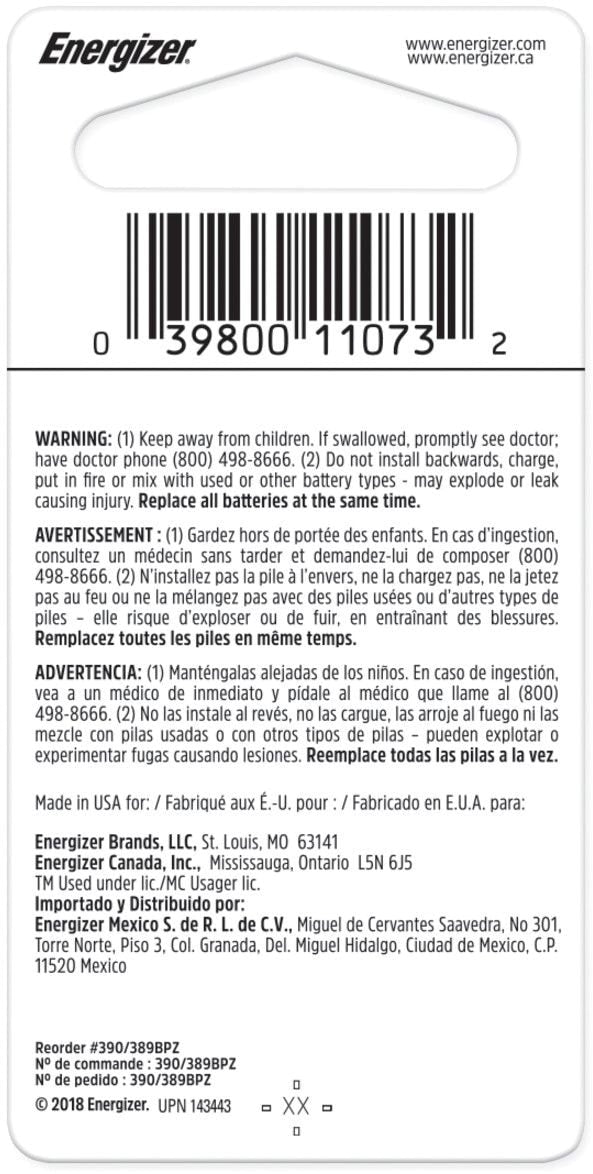 Silver Oxide 1-pk 390/389 LR1130 AG10 1.5V / 1.5 Volt Button Cell Battery C4D3 - product image 2