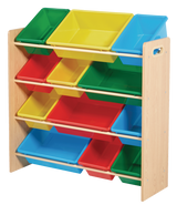 Kids 12-Bin Bedroom/Playroom Toy Storage Organizer, Yellow C1D5 - product image 1