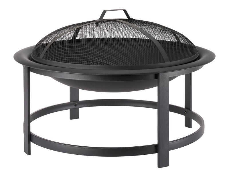 Macaulay Round Outdoor Wood Firepit, 29-1/2-in, Black J7N3