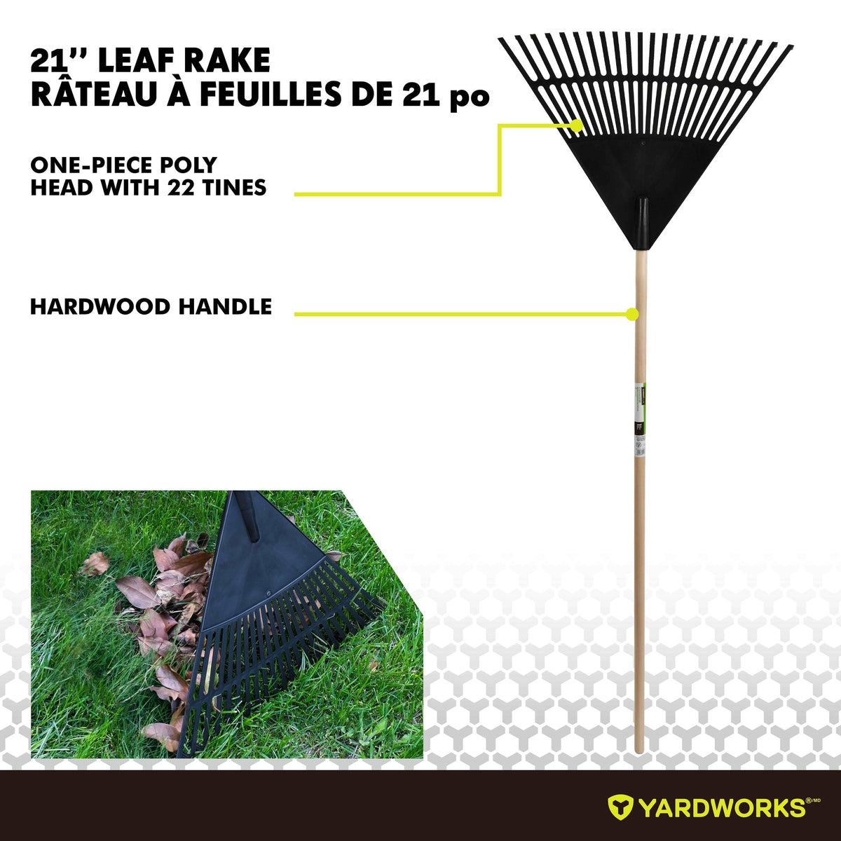 Garden Club 22-in Wide Poly 22-Tine Leaf Rake, 59-in Hardwood Shaft C0M2 - product image 2