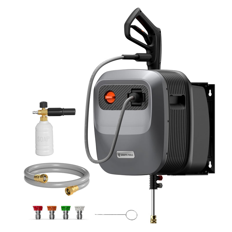 Tools Grandfalls G20 Wall Mounted 1900 PSI 2.2 GPM Brushless Electric Pressure Washer with 65-ft Retractable Hard Hose W4S3