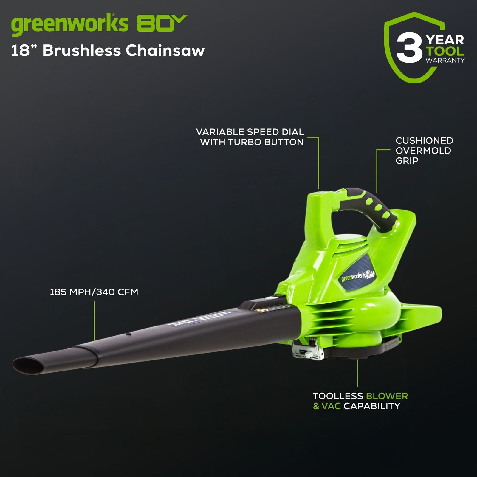 DigiPro 40 V/ 340 CFM Cordless Leaf Blower/Vacuum, Bare Tool Only B9D9 - product image 7