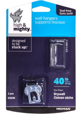 High & Mighty Canvas WAll Hanger, Easy to Remove, 40-lb Capacity, Silver, 2-pk U2Y1 - product image 1
