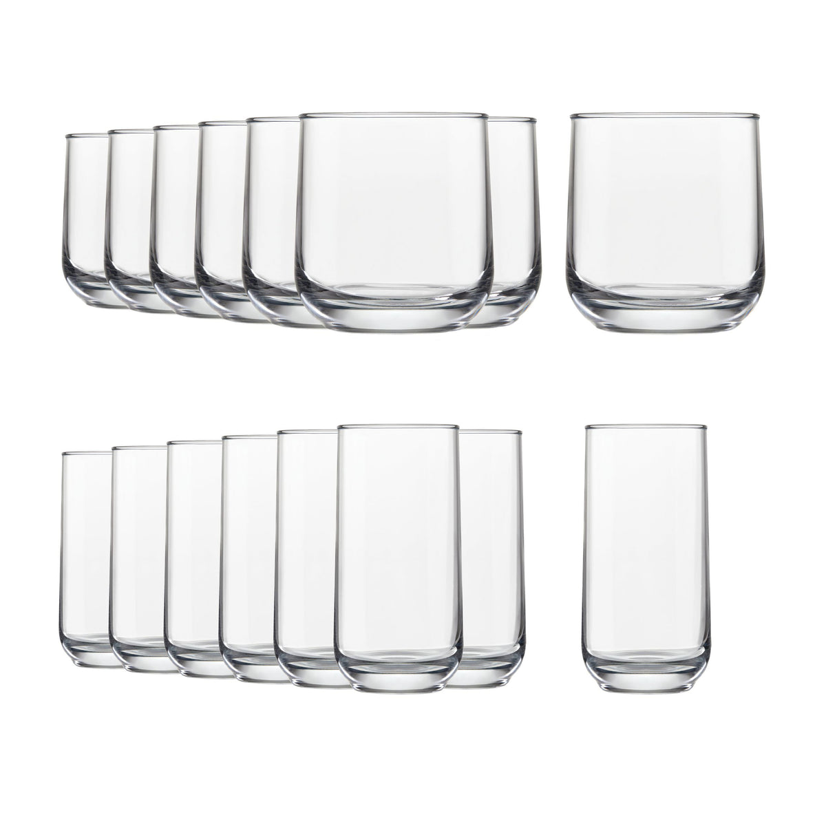 Ascent 16pc Tumbler Glassware Set, Dishwasher Safe, 8pc x 13.3-oz and 8pc x 16-oz L9J2 - product image 1