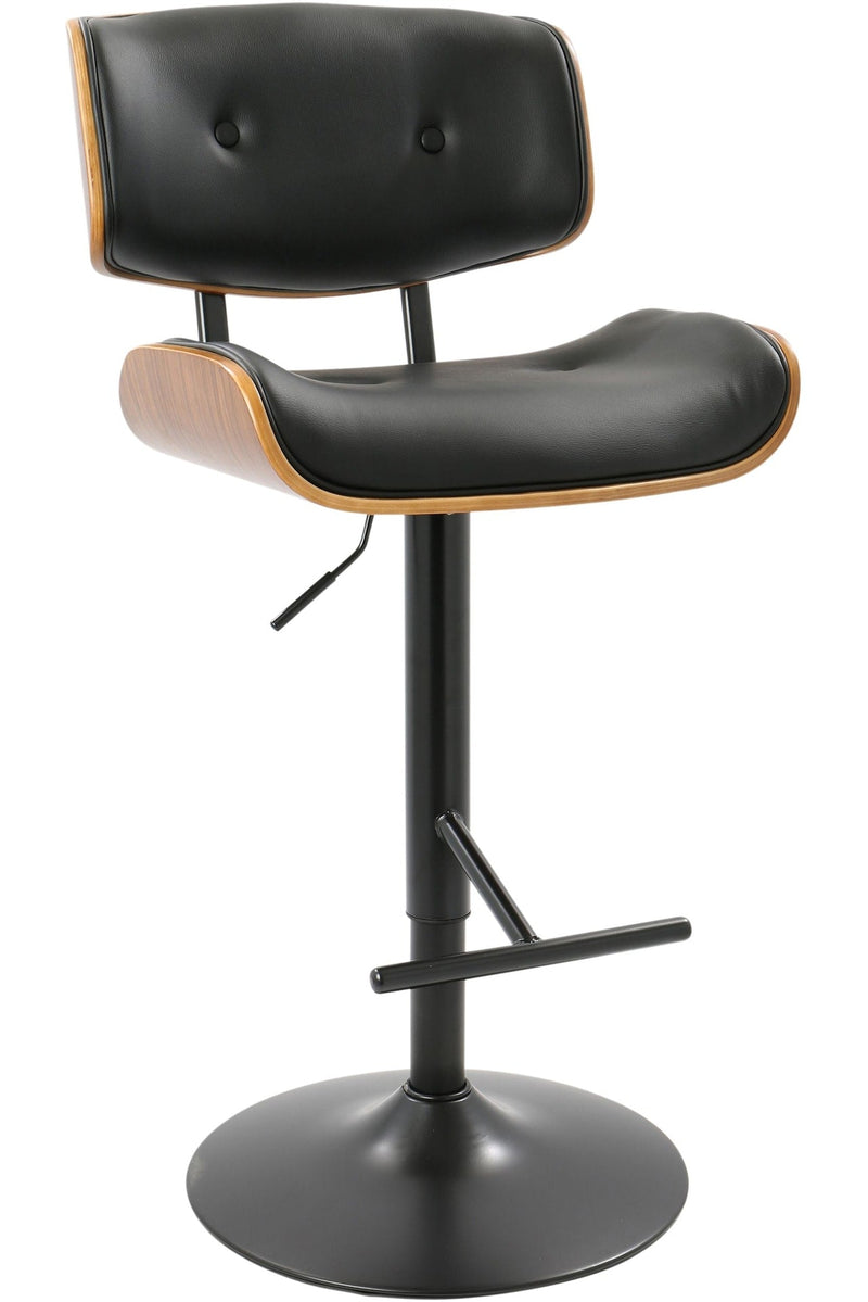 Lombardi PU Leather Swivel Counter/Bar Stool Adjustable Height, Walnut/Black E4F7
