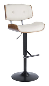 Lombardi PU Leather Swivel Counter/Bar Stool Adjustable Height, Walnut/Cream D5V0 - product image 1