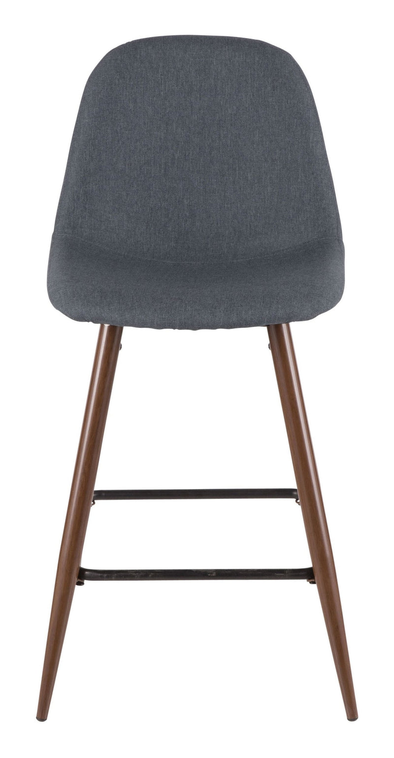 Pebble Armless Upholstered Counter/Bar Stool (2-Piece Set), Walnut/Blue Y1J9