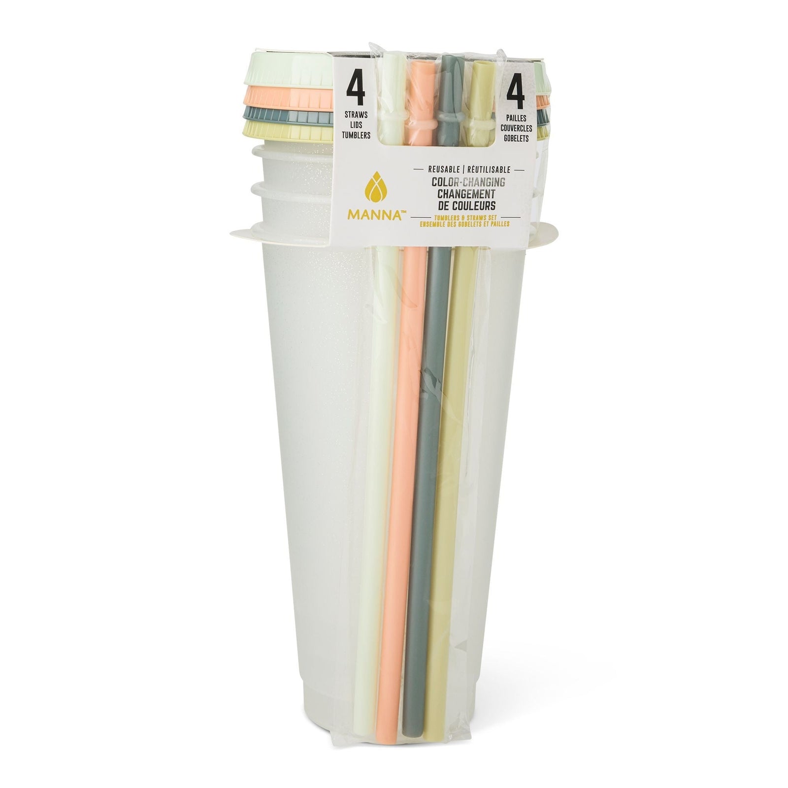 Colour Changing Glitter Plastic Tumbler with Splashproof Lid, 24-oz, 4-pk U7S6 - product image 3