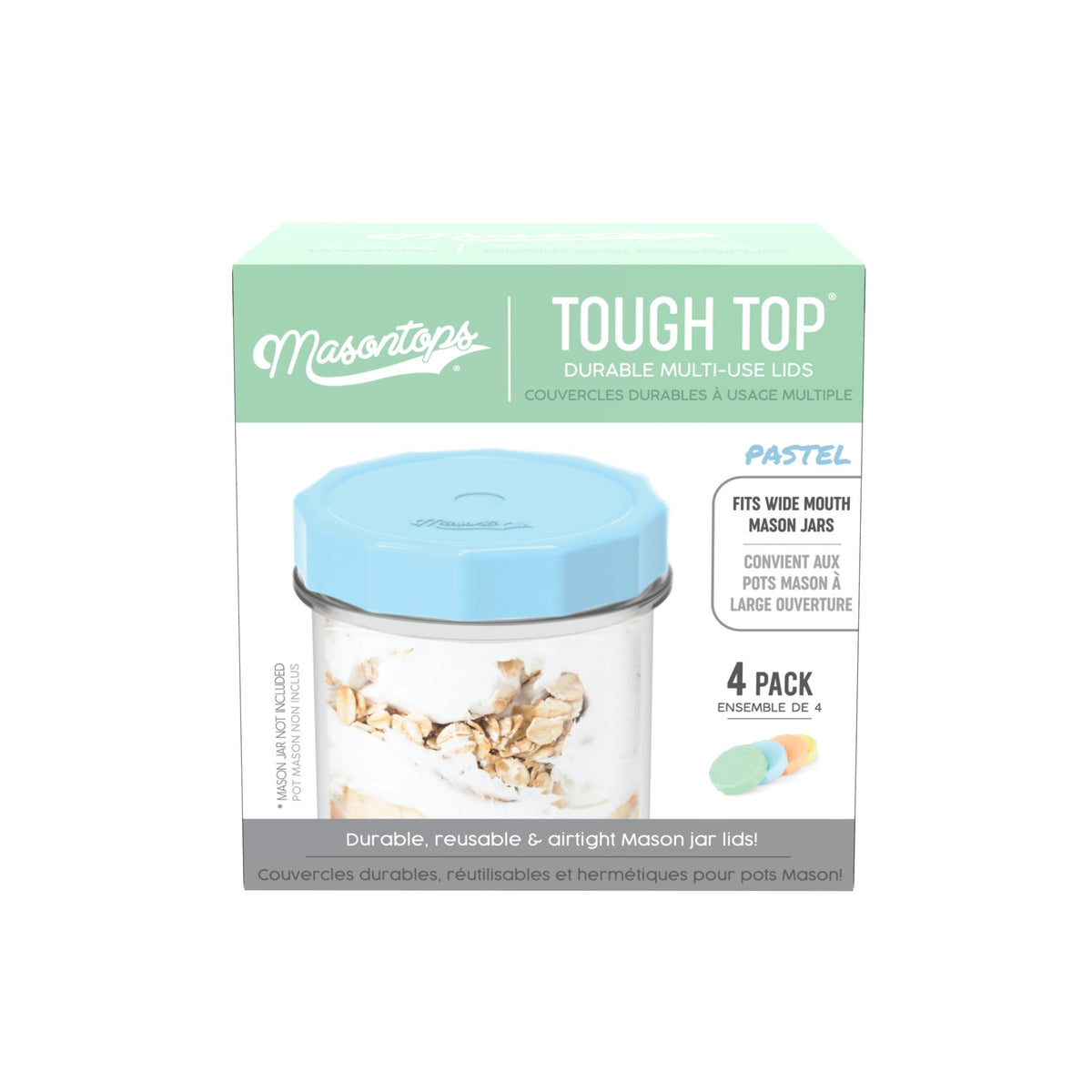 Tough Tops Durable Plastic Lids, Regular-Mouth, Assorted, 4-pk L3M5 - product image 1