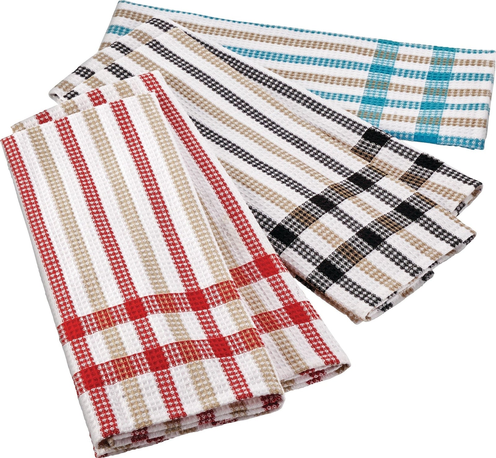 Cotton Plaid Waffle Kitchen Towels, Reusable, 22-in x 32-in, 5-pk, Assorted Colours V3C3 - product image 2