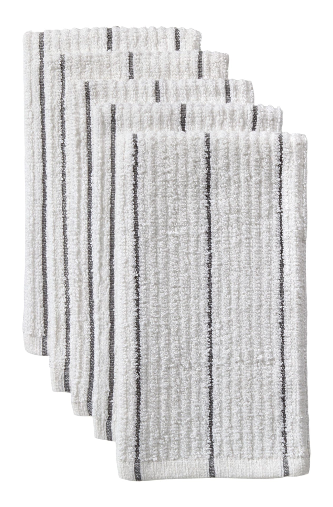 Ribbed Stripe Bar Mop Dish Cloths, Grey Stripes, 5-pk P8S6 - product image 1
