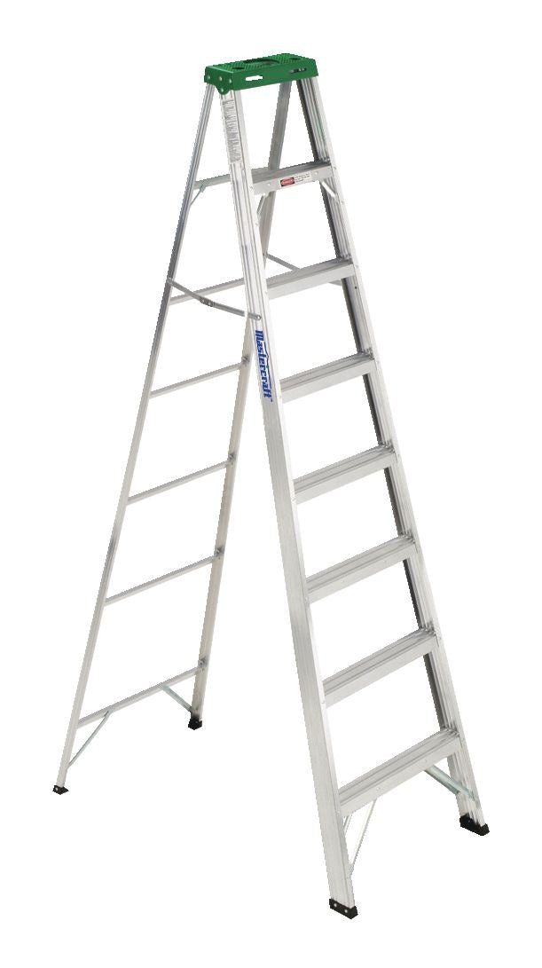 Grade 2 Aluminum Commercial Step Ladder, 8-ft, 225-lb Load Capacity V7U7