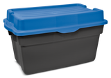 Heavy Duty Stackable Storage Box with Hinged Lid, 132-L, Black/Blue N5N2 - product image 1