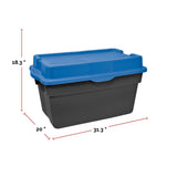 Heavy Duty Stackable Storage Box with Hinged Lid, 132-L, Black/Blue N5N2 - product image 2
