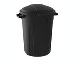 Resin Circular Outdoor Garbage Can with Lid, Black, 121-L B9A0 - product image 1