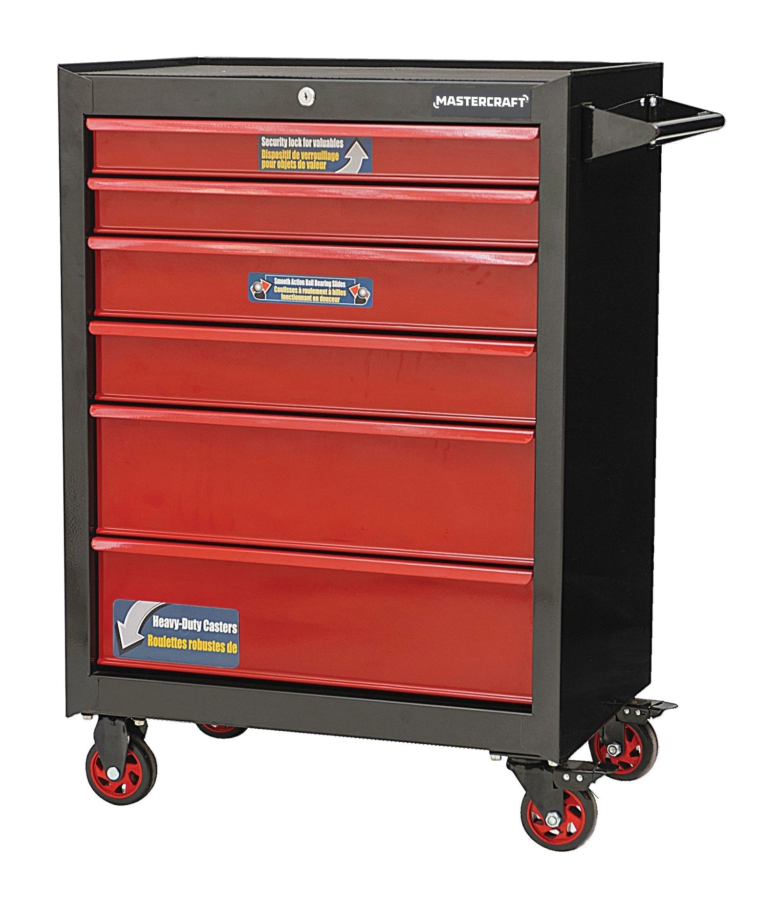 Rolling Tools Storage Cabinet with 6 Drawers, Black&Red, 26-in F9E4 - product image 1