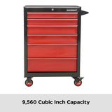 Rolling Tools Storage Cabinet with 6 Drawers, Black&Red, 26-in F9E4 - product image 5