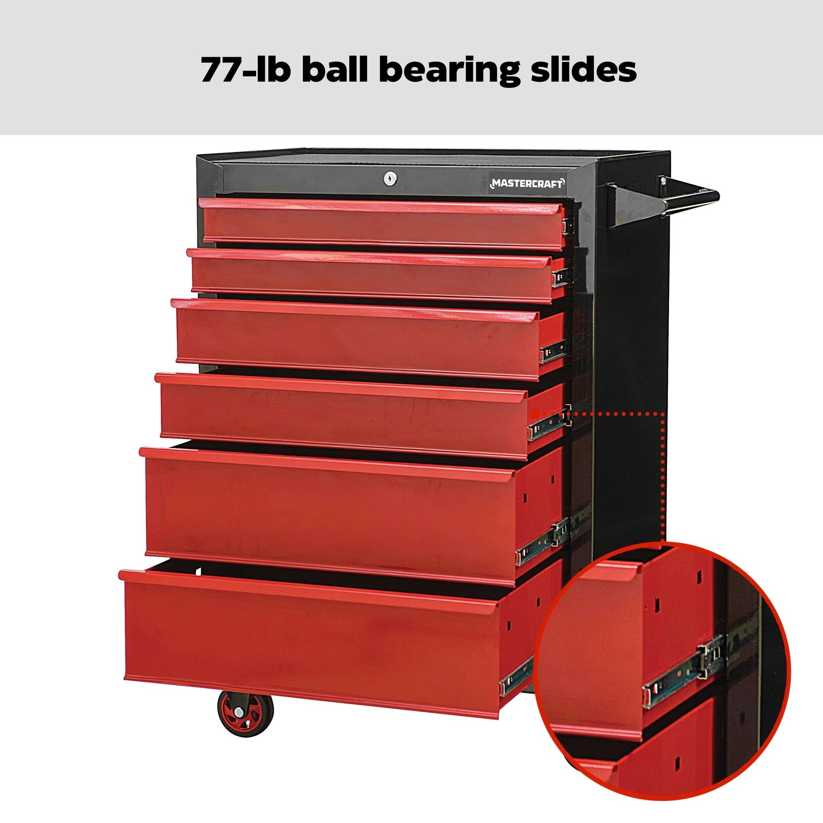 Rolling Tools Storage Cabinet with 6 Drawers, Black&Red, 26-in F9E4 - product image 6