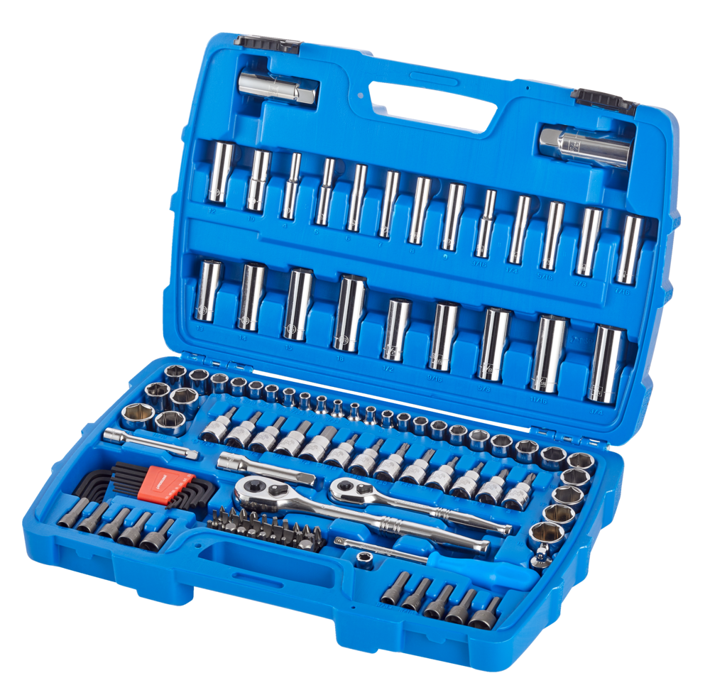 Socket Set, 128-pc, SAE / Metric, CRV, Nickel-Chrome Plating E4R6 - product image 1
