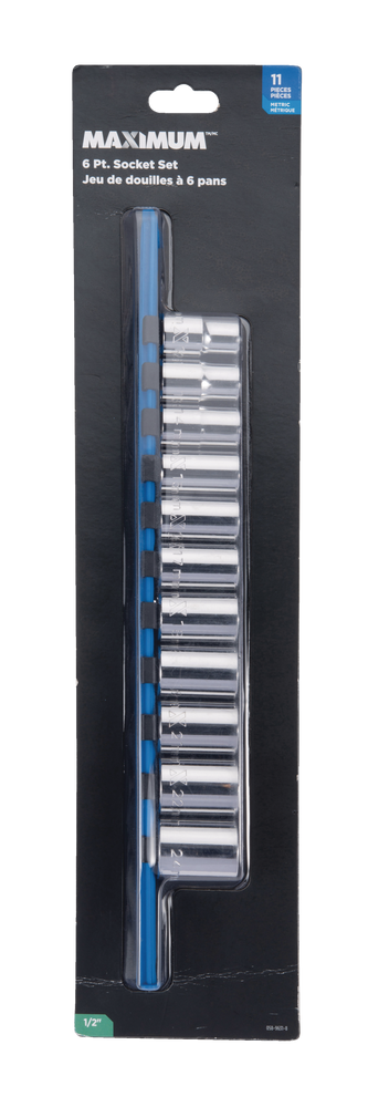 1/2-in Drive 6 Pt. Socket Set, Metric, Nickel-Chrome Plating, 11-pc F2C1