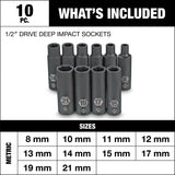 1/2-in Drive Deep Impact Socket Set, Metric, 10-pc B0H7 - product image 2