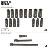 1/2-in Drive Professional Grade Impact Sockets Set, 18-pc, Metric K7I3 - product image 7