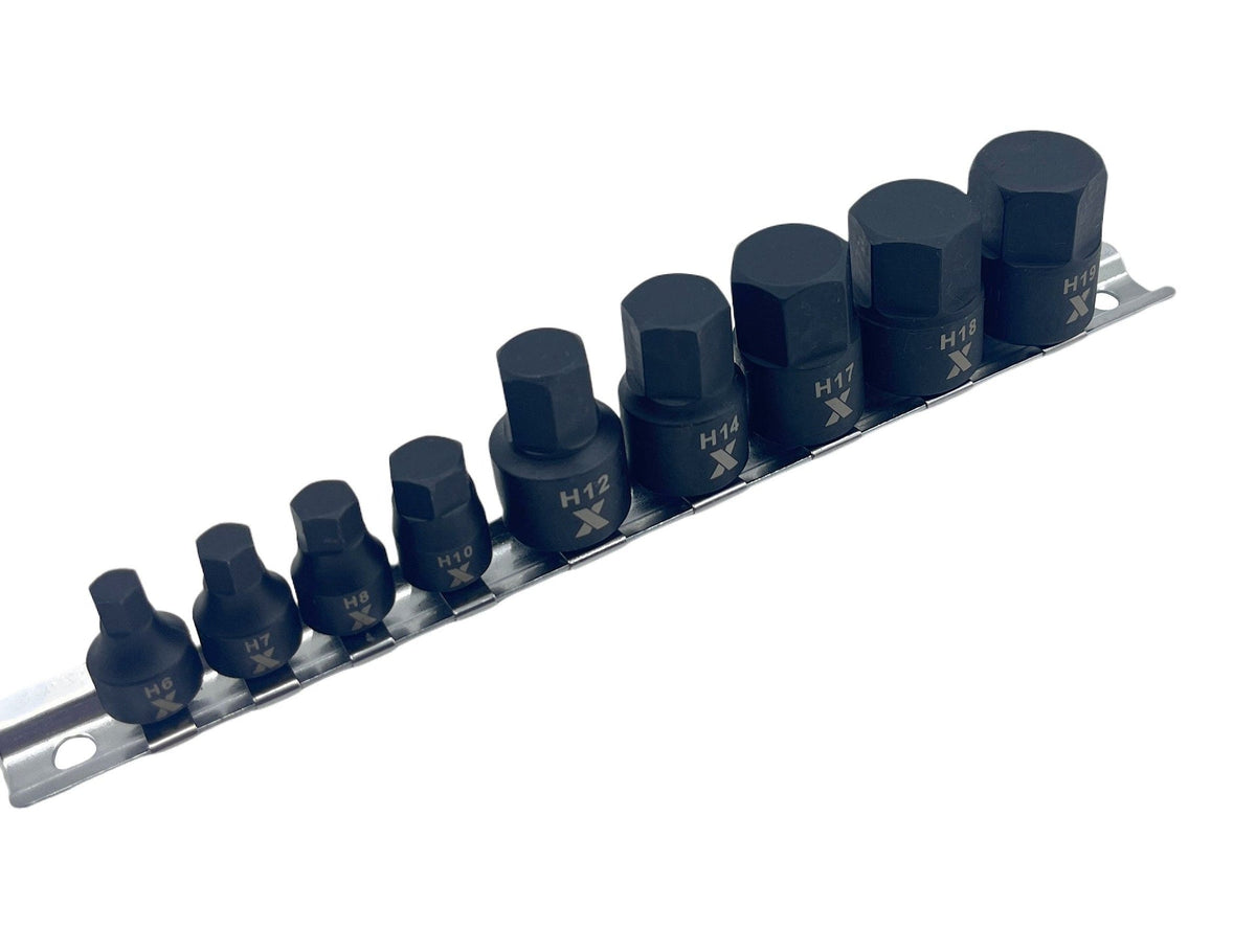 9 Piece Impact Stubby Bit Socket Rail Hex Metric O6O5 - product image 1