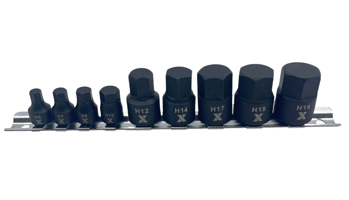 9 Piece Impact Stubby Bit Socket Rail Hex Metric O6O5 - product image 3