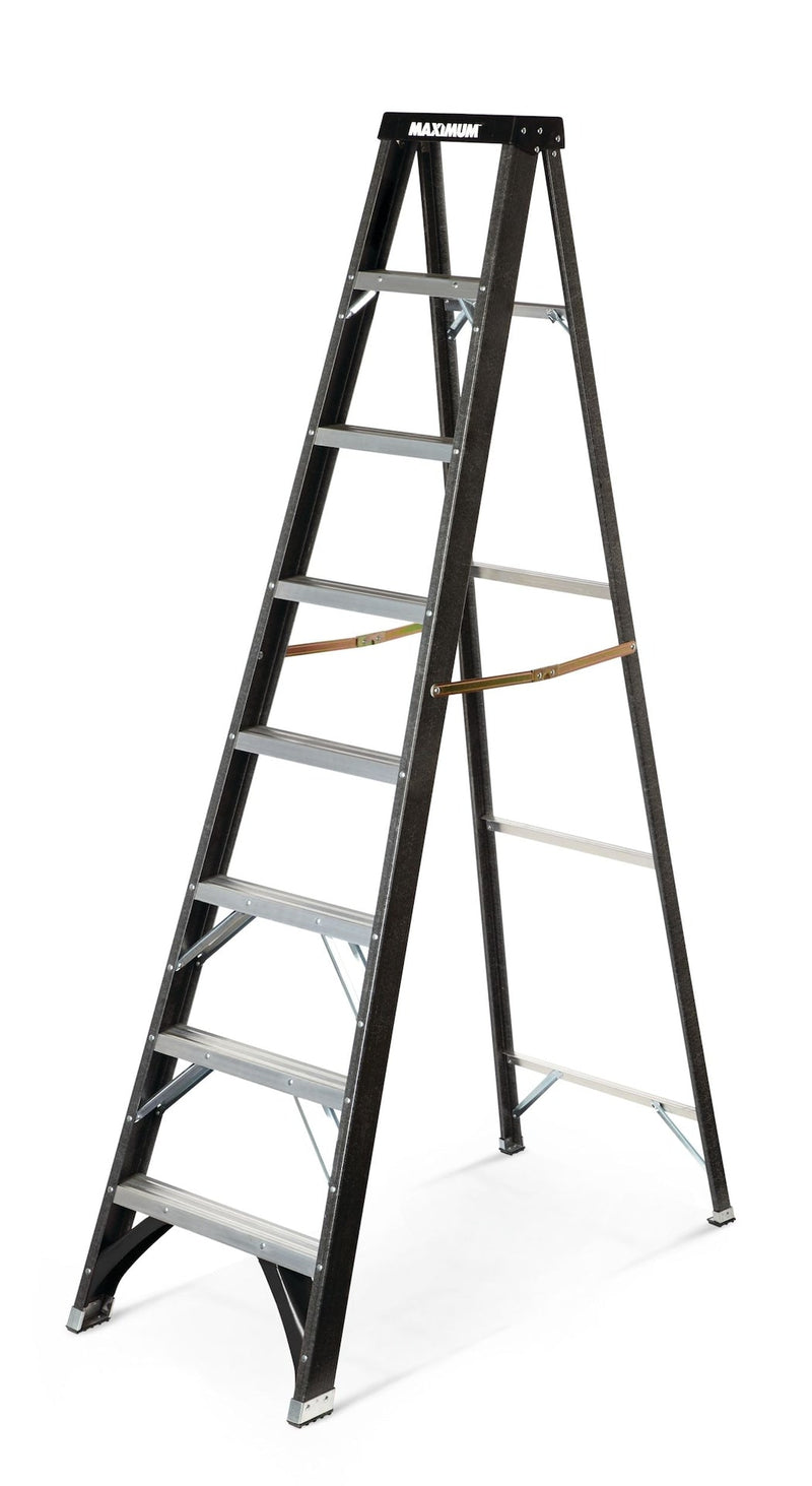 Grade 1 Fibreglass Heavy-Duty Industrial Step Ladder, 250-lb, 8-ft Z7R6