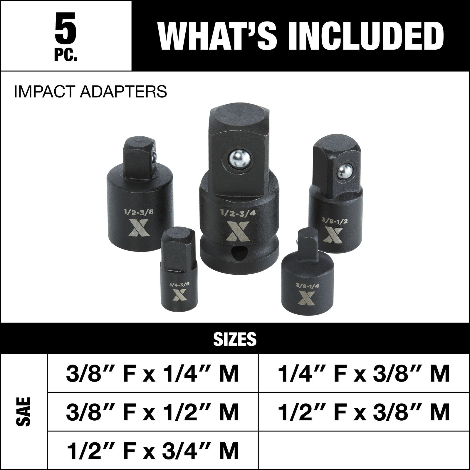 Impact Adapter Set with Case, 5-pc F8F9 - product image 6