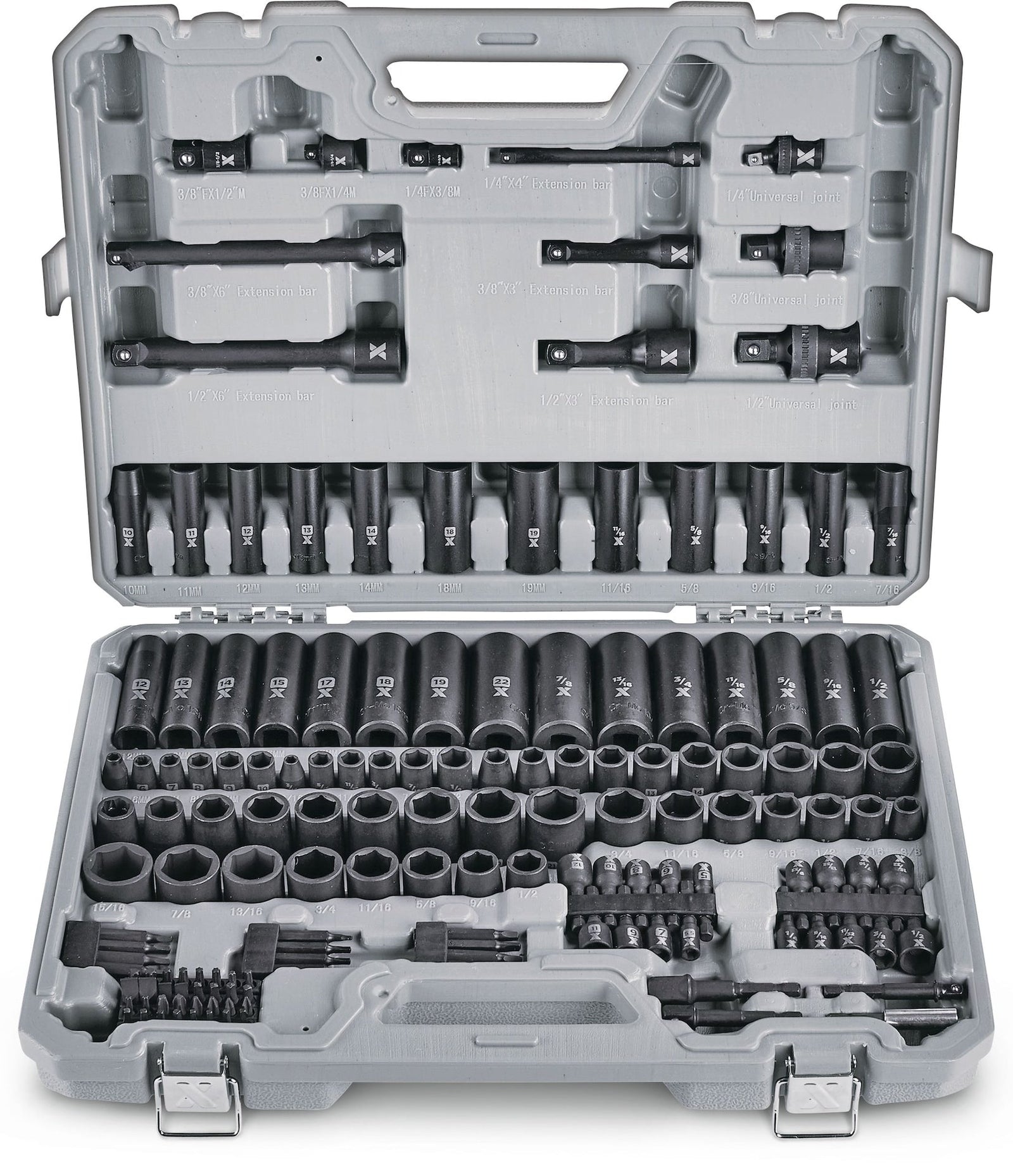 Professional Grade Impact Socket Set, 150-pc, SAE / Metric, CRMO E2B3 - product image 1